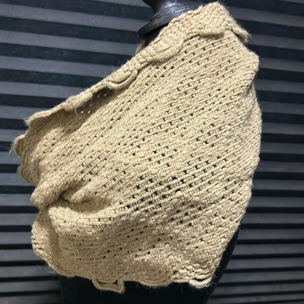 Women’s Brown Knit‎ Diamond Textured Wave Edge Infinity Scarf OS